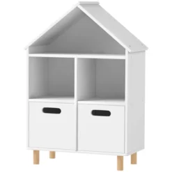 Qaba Kids Bookshelf, 3 Tier Kids Bookcase With Two Drawers, Bookshelf For Kids Rooms, Bedroom, Nursery, White -Children Toys Discount GUEST 8745f27f d1b9 4009 84f0 8b59d902bf65
