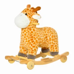Qaba 2-in-1 Kids Plush Ride-On Rocking Horse Toy, Giraffe-shaped Plush Rocker With Realistic Sounds For Children 3 To 6 Years, Yellow -Children Toys Discount GUEST 888c6f27 d461 4bcb 9822 fbb66446a3d6