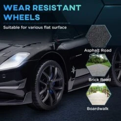 Qaba Maserati GT2 Licensed Ride On Car, 12V 3MPH Battery Powered Electric Car For Kids With Shock-Absorbers, Auxiliary Wheels, Remote, Horn, Black -Children Toys Discount GUEST 8bbcb0d3 2f15 4f0d b79b 30a614544419