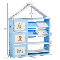 Qaba Kids Toy Storage Organizer With 4 Bins, Storage Cabinets, Bookshelf And 4-Layers Toy Collection Shelves -Children Toys Discount GUEST 8dba2ed2 8a87 4474 9aa1 194c4d856705