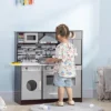 Qaba Wooden Play Kitchen With Lights Sounds, Kids Kitchen Playset With Washing Machine, Water Dispenser, Microwave, Range Hood, Refrigerator -Children Toys Discount GUEST 8e77ceee e6b0 4343 840b 641a06d2fda2