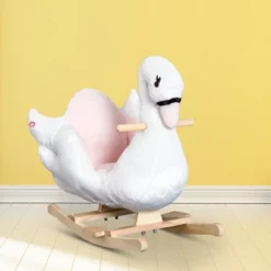 Qaba Kids Ride On Rocking Horse Plush Swan Style Toy With Music For Over 18 Months Children, White And Pink -Children Toys Discount GUEST 8eaf0cbe 6e01 4525 abaa 70a3d6ac8a0f