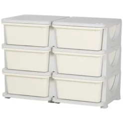 Qaba 3 Tier Kids Storage Unit With 6 Drawers Chest Toy Organizer Plastic Bins For Kids Bedroom Nursery Living Room For Boys Girls Toddlers, Cream -Children Toys Discount GUEST 8ecdd996 0d06 4701 8363 d626b2c625a2