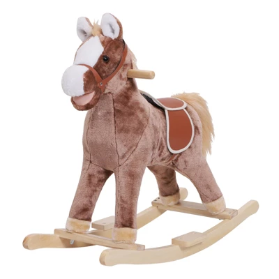 Qaba Kids Rocking Horse, Plush Toddler Rocker, Wooden Base Ride-On Toy With Handle Grip, Traditional Toy For Kids 36M+, Brown 5 Qaba Kids Rocking Horse, Plush Toddler Rocker, Wooden Base Ride-On Toy With Handle Grip, Traditional Toy For Kids 36M+, Brown - Image 3