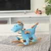 Qaba Kids Plush Ride-On Rocking Horse Toy Dinosaur Ride Rocking Chair With Realistic Sounds For18-36 Months, Blue -Children Toys Discount GUEST 9525e6e1 13d2 4b3c b2c0 b1c78b88072c