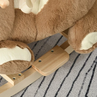 Qaba Kids Ride-On Rocking Horse Toy Bear Style Rocker With Fun Music & Soft Plush Fabric For Children 18-36 Months 6 Qaba Kids Ride-On Rocking Horse Toy Bear Style Rocker With Fun Music & Soft Plush Fabric For Children 18-36 Months - Image 4