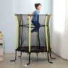 Qaba 5.2' Kids Small Trampoline With Enclosure, Springfree Toddler Trampoline With Net, For Single Jumper, Indoor Play Equipment For Ages 3-10 -Children Toys Discount GUEST 99789f2e 9bf6 4cea bf26 078780145945