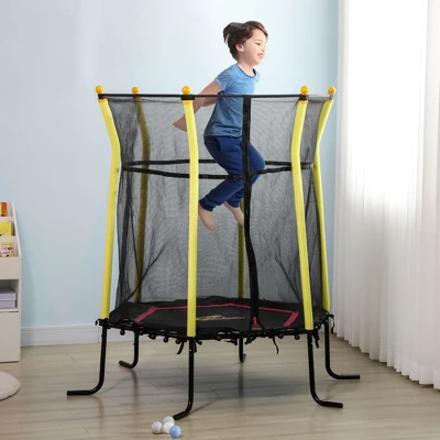 Qaba 5.2' Kids Small Trampoline With Enclosure, Springfree Toddler Trampoline With Net, For Single Jumper, Indoor Play Equipment For Ages 3-10 3 Qaba 5.2' Kids Small Trampoline With Enclosure, Springfree Toddler Trampoline With Net, For Single Jumper, Indoor Play Equipment For Ages 3-10