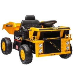 Qaba Kids Ride On Dump Truck, 12V Ride On Electric Car UTV W/ Electric Dump Bed, Shovel, Spring Suspension Wheels, Music Player & Headlights -Children Toys Discount GUEST 9f26056b fc75 4689 8c46 3616f42feebf