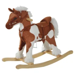 Qaba Kids Plush Ride-On Toy Rocking Horse Toddler Plush Animal Rocker With Nursery Rhyme Music - Light Brown / White 9 Qaba Kids Plush Ride-On Toy Rocking Horse Toddler Plush Animal Rocker With Nursery Rhyme Music - Light Brown / White -Children Toys Discount GUEST 9fec1820 a2ab 456e bbac 977f0b5a1912
