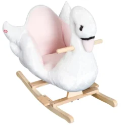 Qaba Kids Ride On Rocking Horse Plush Swan Style Toy With Music For Over 18 Months Children, White And Pink -Children Toys Discount GUEST a0fed2e9 63fe 49b7 8d11 10f7ab199af6