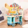 Qaba Kids Kitchen Food Stand With Play Food, Money, Cash Register, Accessories Ages 3- 6