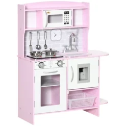 Qaba Pretend Play Kitchen With Sound Effects And Stove Lights, Kids Kitchen Playset With Storage, Water Dispenser For 3-6 Years Old, Pink -Children Toys Discount GUEST a3a64484 b1e8 4f46 887f 66f5b90a6dff