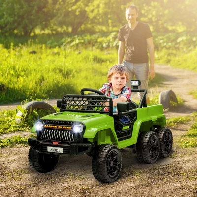 Qaba 12V 4x4 Kids Electric Car, 2WD/4WD Switchable Kids Ride On Car With Parent Remote Control, Spring Suspension System, Back Trailer 4 Qaba 12V 4x4 Kids Electric Car, 2WD/4WD Switchable Kids Ride On Car With Parent Remote Control, Spring Suspension System, Back Trailer - Image 2