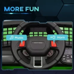 Qaba 12V Ride On Car, Ride On Truck, Battery Powered Toy Car With Remote, 4 Suspension Wheels, 3 MPH Max Speeds, Music, Horn & Lights, Green -Children Toys Discount GUEST a8c65e10 3aeb 43d4 ab99 0e9d47c154d6