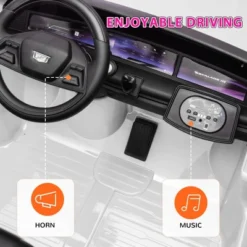 Qaba 2-Seater Ride On Truck, 12V 10AH Cadillac Escalade Licensed Kids Electric Car W/ Remote, 4 Spring Suspension Wheels, Lights, Music Horn, White -Children Toys Discount GUEST aa2b7c61 c819 4ce6 9f51 70fc25b0e2cf