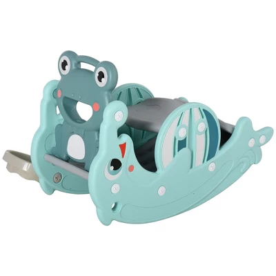 Qaba 3-in-1 Kids Portable Slide Rocking Horse Toy With Basketball Hoop For Age 3-5 Boys And Girls 5 Qaba 3-in-1 Kids Portable Slide Rocking Horse Toy With Basketball Hoop For Age 3-5 Boys And Girls - Image 3