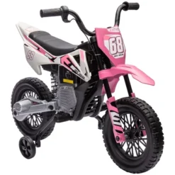 Qaba Kids Motorcycle With Twist Grip Throttle, 12V Electric Motorcycle With Training Wheels, Rear Suspension, Music For Aged 3-6 Years -Children Toys Discount GUEST af631d95 6af0 4837 8c72 c06585489242