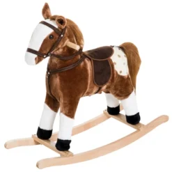 Qaba Kids Plush Toy Rocking Horse Pony Toddler Ride On Animal For Girls Pink Birthday Gifts With Realistic Sounds -Children Toys Discount GUEST afd6bb05 bff1 4026 8177 db8af0d4b52d