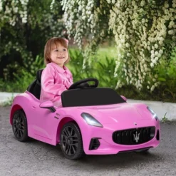 Qaba 12V Kids Electric Car, Maserati Gran Turismo Licensed Electric Car For Kids W/ Remote Control, Soft Start, LED Lights, Music, Horn