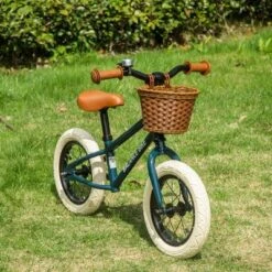 Qaba Kids Balance Bike Toddler No Pedal Bicycle For 3-6 Year Old With Adjustable Handlebar, Basket, Bell And Rubber Tires