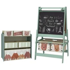 Qaba Kids Toy Organizer And Kids Easel Set With 6 Storage Bins, Paper Roll, Blackboard, Whiteboard, Cute Bear Design, For Ages 3-8 Years, Green 13 Qaba Kids Toy Organizer And Kids Easel Set With 6 Storage Bins, Paper Roll, Blackboard, Whiteboard, Cute Bear Design, For Ages 3-8 Years, Green -Children Toys Discount GUEST b4d1c7d5 07c2 4117 bf7c ed8db32801d4