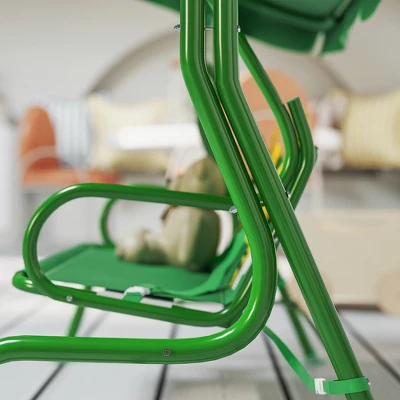 Qaba Kids Patio Swing, 2-Seater Outdoor Porch Swing Bench With Adjustable Canopy, Safety Belt For Patio, Garden, Poolside, Balcony 5 Qaba Kids Patio Swing, 2-Seater Outdoor Porch Swing Bench With Adjustable Canopy, Safety Belt For Patio, Garden, Poolside, Balcony - Image 4