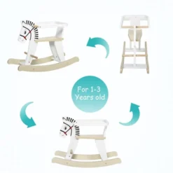 Qaba Wooden Rocking Horse Toddler Baby Ride-on Toys For Kids 3-6 Years With Classic Design & Wood Safety Bar White -Children Toys Discount GUEST b6aff6eb 6328 4932 9009 e2a4f6bc0593
