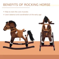 Qaba Kids Metal Plush Ride-On Rocking Horse Chair Toy With Realistic Sounds - Dark Brown/White 13 Qaba Kids Metal Plush Ride-On Rocking Horse Chair Toy With Realistic Sounds - Dark Brown/White -Children Toys Discount GUEST b74f912a 4271 43c9 85da 142581ddce09