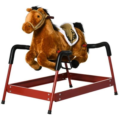 Qaba Kids Spring Rocking Horse, Ride On Horse For Girls And Boys With Animal Sounds, Plush Horse Ride-on With Soft Feel, Interactive Toy For Kids 5 Qaba Kids Spring Rocking Horse, Ride On Horse For Girls And Boys With Animal Sounds, Plush Horse Ride-on With Soft Feel, Interactive Toy For Kids - Image 3