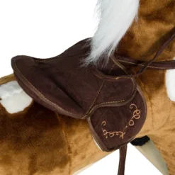 Qaba Kids Metal Plush Ride-On Rocking Horse Chair Toy With Nursery Rhyme Music - Dark Brown -Children Toys Discount GUEST b8b6a152 de1b 498b 91c4 86874ebbf471