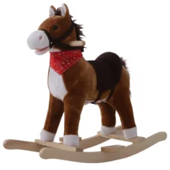 Qaba Kids Ride On Rocking Horse Plush Toy With Realistic Sounds And Red Scarf For Over 3 Years Old Birth Gift -Children Toys Discount GUEST bcbf41ee 89c8 4702 9ef3 3cae21b455f5