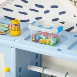 Qaba Kids Toy Storage Organizer With 2 Bins, Coat Hanger, Bookshelf And Toy Collection Shelves -Children Toys Discount GUEST c030b04e 799a 4314 9c5e a4c87c34ae15