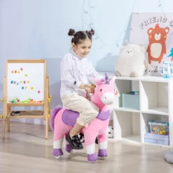 Qaba Ride On Real Walking Unicorn With Sparkly Horn, Soft Plush Ride On Rocking Horse Bearing 176lbs, Imaginative Interactive Toy For Kids, Unicorn -Children Toys Discount GUEST c0a217a3 628d 4526 b1a2 87d55e328912