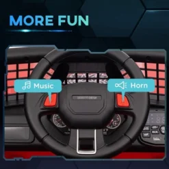 Qaba 12V Ride On Car, Ride On Truck, Battery Powered Toy Car With Remote, 4 Suspension Wheels, 3 MPH Max Speeds, Music, Horn & Lights, Red -Children Toys Discount GUEST c0d31457 259a 4701 b8c0 f7a5bfc3cfa6