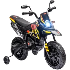 Qaba 12V Kids Motorcycle, Aprilia Licenced Electric Motorcycle For Kids With Training Wheels, Spring Suspension, LED Light, USB, Music -Children Toys Discount GUEST c3c906ff 5c91 4d51 9f19 612c0aaaa819