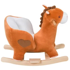 Qaba Kids Ride On Rocking Horse, Plush Animal Toy Sturdy Wooden Rocker With Songs For Boys Or Girls -Children Toys Discount GUEST c6d2c423 bb13 4ccb 87a3 e771abb4eb93