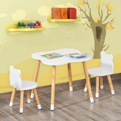 Qaba Kids Table And Chair Set For Arts, Meals, Lightweight Wooden Homework Activity Center, Toddlers Age 3+, White 4 Qaba Kids Table And Chair Set For Arts, Meals, Lightweight Wooden Homework Activity Center, Toddlers Age 3+, White - Image 2