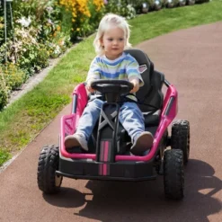 Qaba 24V Electric Car For Kids Battery Powered Kids Ride On Car With Remote Control, Spring Suspension Horn, Music, Lights, Aged 3-8 Years Old