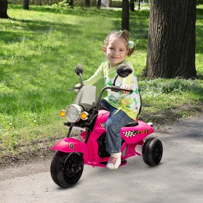 Qaba Electric Motorcycle For Kids, 3 Wheel 6V Battery Powered Motorbike W/ Headlights, Music, Forward & Reverse, Pink 4 Qaba Electric Motorcycle For Kids, 3 Wheel 6V Battery Powered Motorbike W/ Headlights, Music, Forward & Reverse, Pink - Image 2