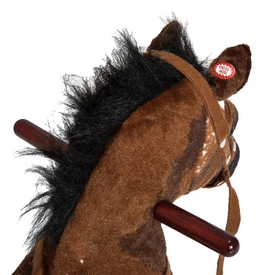 Qaba Kids Metal Plush Ride-On Rocking Horse Chair Toy With Realistic Sounds - Dark Brown/White 8 Qaba Kids Metal Plush Ride-On Rocking Horse Chair Toy With Realistic Sounds - Dark Brown/White - Image 6