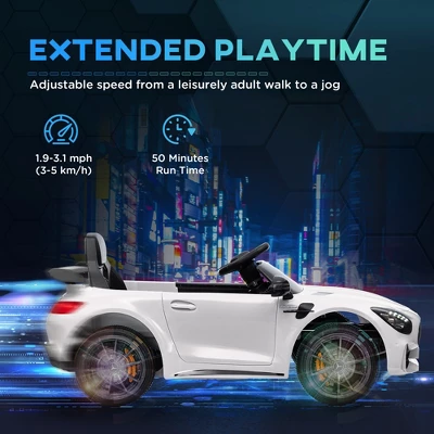 Qaba Mercedes-Benz AMG GTR Licensed 12V Kids Ride On Car With Remote Control, Soft Start, LED Lights, Music Horn & 3 Speeds For 3-6 Years, White 6 Qaba Mercedes-Benz AMG GTR Licensed 12V Kids Ride On Car With Remote Control, Soft Start, LED Lights, Music Horn & 3 Speeds For 3-6 Years, White - Image 4