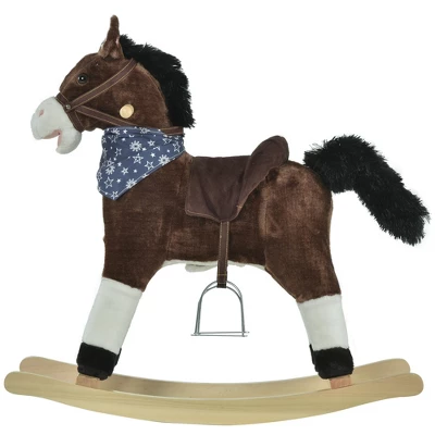 Qaba Kids Plush Ride-On Rocking Horse Toy Cowboy Rocker With Fun Realistic Sounds For Child 3-6 Years Old 5 Qaba Kids Plush Ride-On Rocking Horse Toy Cowboy Rocker With Fun Realistic Sounds For Child 3-6 Years Old - Image 3