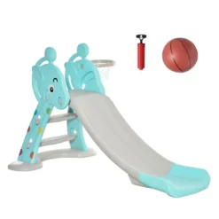 Qaba 2 In 1 Kids Slide With Basketball Hoop Toddler Freestanding Slider Playset For Indoor/Outdoor Use Slipping Climber Playground Set Ages 1.5-4 Blue -Children Toys Discount GUEST da259407 86a8 4a41 8a55 0001f4900e2f
