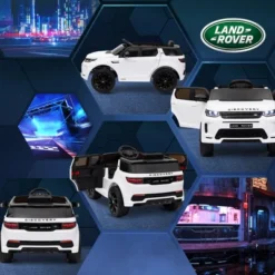 Qaba Land Rover Discovery Sport Licensed 12V Kids Ride On Car, Battery Powered Toy Car W/ Remote Control Soft Start, LED Lights, Music Horn, White -Children Toys Discount GUEST da2bae72 5709 4d82 86c4 004f025bd260
