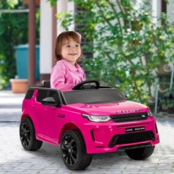 Qaba Land Rover Discovery Sport Licensed 12V Kids Ride On Car, Battery Powered Toy Car W/ Remote Control Soft Start, LED Lights, Music Horn, Pink