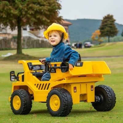 Qaba Caterpillar Licensed 12V Electric Ride On, Excavator Kids Tractor Ride On W/ Remote, Bucket, Shovel, Music, Loudspeaker For Ages 3-6, Yellow 6 Qaba Caterpillar Licensed 12V Electric Ride On, Excavator Kids Tractor Ride On W/ Remote, Bucket, Shovel, Music, Loudspeaker For Ages 3-6, Yellow - Image 4