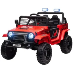 Qaba 12V Ride On Car, Ride On Truck, Battery Powered Toy Car With Remote, 4 Suspension Wheels, 3 MPH Max Speeds, Music, Horn & Lights, Red -Children Toys Discount GUEST dd7c4413 09f0 4ea9 a747 cffecf481534