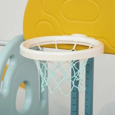 Qaba 5 In 1 Kids Slide And Swing Set With Basketball Hoop, Soccer Goal, Ring Toss Game, Adjustable Height, Water-fillable Base, Playset Playground Toy 6 Qaba 5 In 1 Kids Slide And Swing Set With Basketball Hoop, Soccer Goal, Ring Toss Game, Adjustable Height, Water-fillable Base, Playset Playground Toy - Image 4