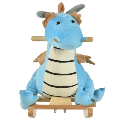 Qaba Kids Plush Ride-On Rocking Horse Toy Dinosaur Ride Rocking Chair With Realistic Sounds For18-36 Months, Blue 5 Qaba Kids Plush Ride-On Rocking Horse Toy Dinosaur Ride Rocking Chair With Realistic Sounds For18-36 Months, Blue - Image 3